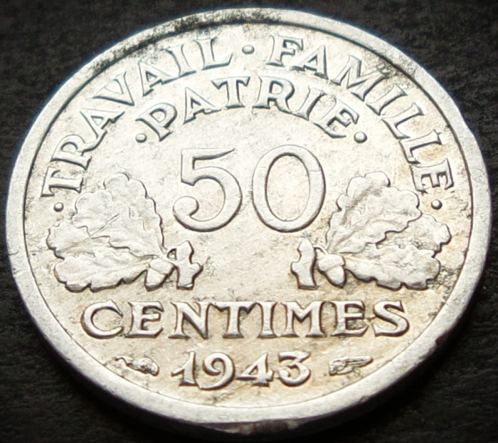 Moneda istorica 50 CENTIMES - FRANTA, anul 1943 * cod 4339 = excelenta