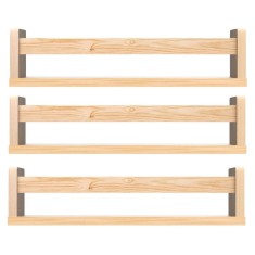 Set 3 rafturi decorative de perete Nature Supplies, 41 x 12 x 10 cm, lemn, natur