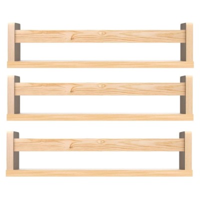 Set 3 rafturi decorative de perete Nature Supplies, 41 x 12 x 10 cm, lemn, natur foto