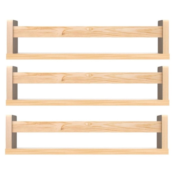 Set 3 rafturi decorative de perete Nature Supplies, 41 x 12 x 10 cm, lemn, natur