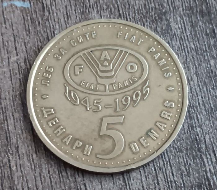C50 - Moneda foarte veche - Macedonia - 5 dinarI FAO - 1995