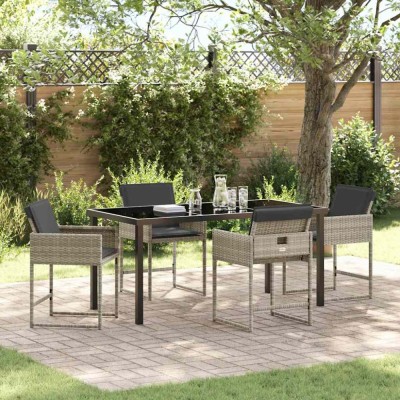 vidaXL Set de masă pentru grădină 5 pcs Gri deschis Rattan poli 3380026 foto