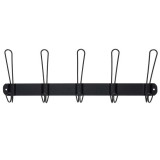 Cuier metalic Herum&reg;, pentru perete cu 5 agatatori, Negru, 46 x 5 x 19 cm