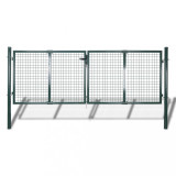 Poarta de gard din otel, verde, 306 x 150 cm, vidaXL