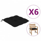 Perne de scaun, 6 buc, negru, 50 x 50 x 7 cm, textil