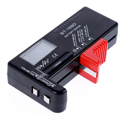 Tester digital pentru baterii, afisaj LCD, 11 x 6 x 2,5 cm, negru foto
