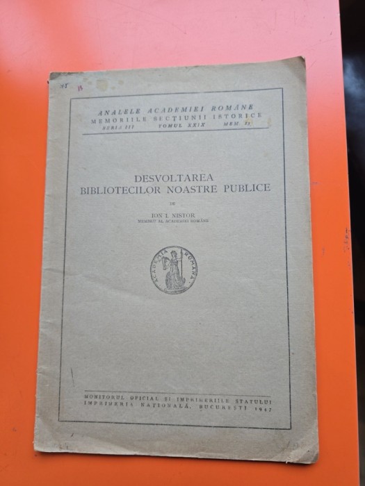 Dezvoltarea bibliotecilor noastre publice - Ion I. Nistor