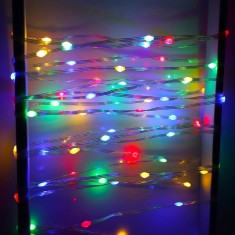 Instalatie de Craciun Flippy, liniara, cu 200 micro LED-uri, 20 m, 220V, conectare la retea, cu 8 jocuri de lumini, interior/exterior, fir transparent foto