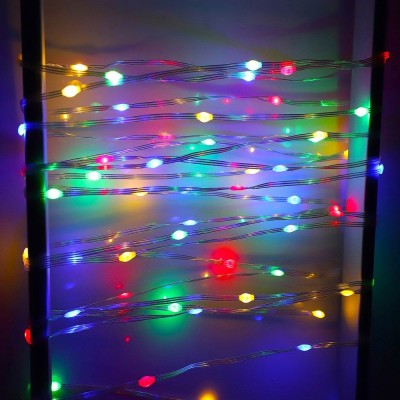 Instalatie de craciun cu 8 jocuri de lumini, liniara, cu 200 micro led-uri, 20 m, 220v, fir transparent, 3 fire cupru, multicolora foto