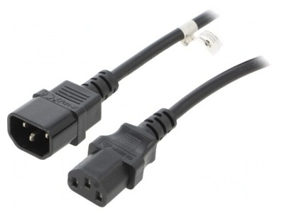 Cablu Alimentare IEC C13-C14 1m Negru 10A 250V foto