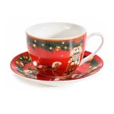 Ceasca portelan multicolor in cutie cadou Craciun 9x6.5 cm, 230 ml