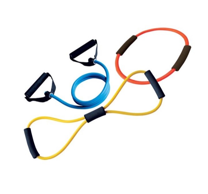 Set corzi extensibile pentru antrenament fitness, 3 bucati, multicolor, ConceptSeller