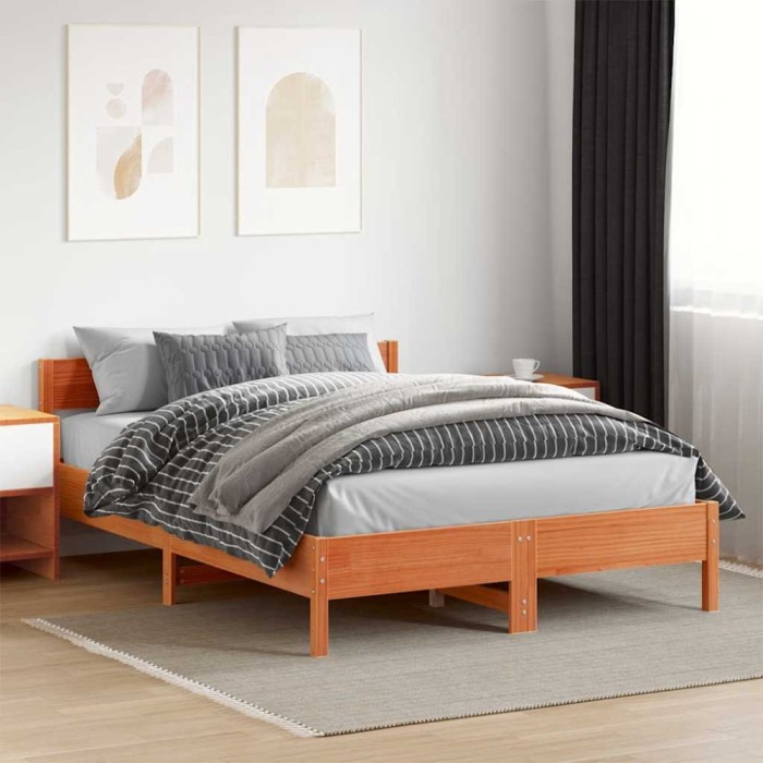 vidaXL Cadru de pat fără saltea, maro ceruit 140x200 cm lemn masiv pin 842753