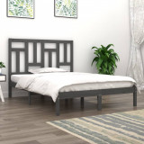 VidaXL Cadru de pat, gri, 200x200 cm, lemn masiv de pin
