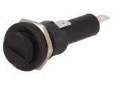 Clemă siguranţe cilindrice 6,3x25mm 250V neagră pe panou