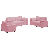 Cumpara ieftin Set de canapele cu perne, 3 piese, roz, catifea