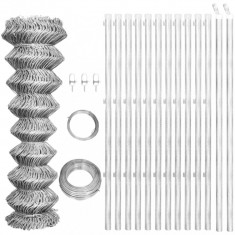 vidaXL Gard din plasă cu stâlpi, argintiu, 25 x 0,8 m, oțel galvanizat