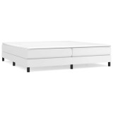Cumpara ieftin Cadru de pat cu arcuri, alb, 200x200 cm, piele ecologica