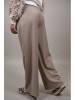 Pantaloni Dama Ferrato Bej/Negru, Talie Elastica, Cadere Usoara, Poliester/Vascoza/Elastan, Marimi S-M, M-L