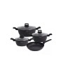 Set 4 Oale Aluminiu Turnat Klausberg Marmorate: 20/24/28cm + Tigaie 24cm. Inductie, Gaz, Electric. Vase Gatit Antiaderente, Usor de Curatat