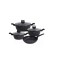 Set 4 vase de gatit, oale din aluminiu turnat, marmoarate, 20/24/28/24cm, Klausberg