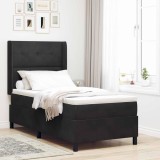 VidaXL Pat cu boxă spring LED și saltea Negru 100 x 200 cm Catifea