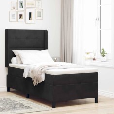 vidaXL Pat cu boxă spring LED și saltea Negru 100 x 200 cm Catifea 3343858