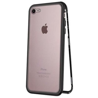 Pachet Valentines Day, Doua Huse Apple iPhone 7 Plus Magnetice Full Cover Black, cu spate de sticla securizata premium + doua folii de sticla foto
