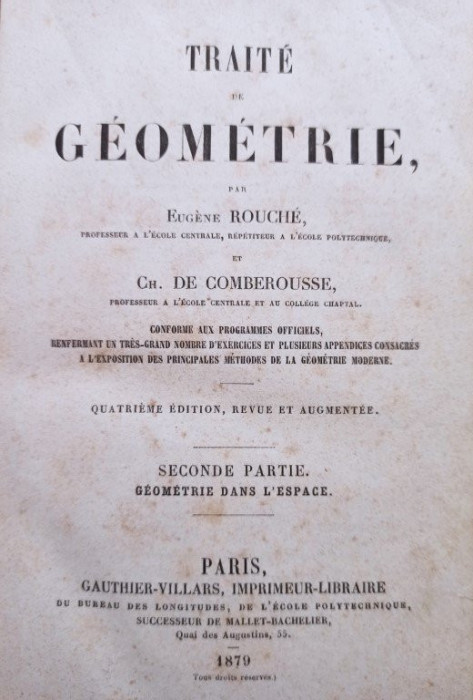 Eugene Rouche - Traite de geometrie (1879)