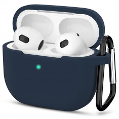 Husa de protectie compatibila apple airpods 3, smooth ultrathin material, navy blue