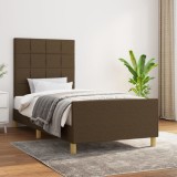 VidaXL Cadru de pat fără saltea, maro &icirc;nchis, 90x200 cm, textil 3125028