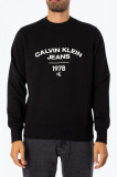 Cumpara ieftin Bluza barbati din molton cu logo si croiala Regular Fit negru, M, Calvin Klein Jeans