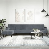 VidaXL Canapea extensibilă &icirc;n formă de L gri 260x140x70 cm catifea