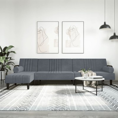 vidaXL Canapea extensibilă &amp;icirc;n formă de L gri 260x140x70 cm catifea foto