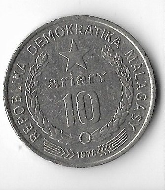 Moneda 10 ariary 1978, FAO - Madagascar foto