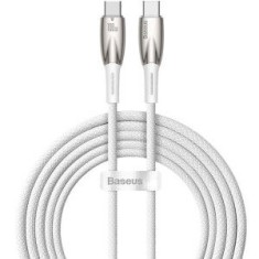 Cablu alimentare si date Baseus Glimmer, Fast Charging Data Cable pt. smartphone, USB Type-C la USB Type-C 100W, 2m, alb
