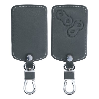 Husa Cheie Auto pentru Renault / Dacia - 4 Butoane - Keyless Go, Piele ecologica, Gri, 45656.73 foto
