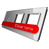 Panou din sticla Livolo VL-P701/E/E-6I, gri, pentru 1 x intrerupator simplu cu touch + 2 x rama priza simpla