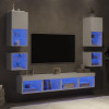 Unitati de perete TV cu LED-uri, 8 piese, alb, lemn prelucrat GartenMobel Dekor, vidaXL