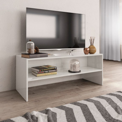vidaXL Comodă TV, alb lucios, 100 x 40 x 40 cm, PAL foto
