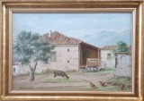 Cumpara ieftin L&aacute;szl&oacute; Karpathy (1900-1945)-Peisaj cu gospodărie la ţară, pictură pe p&acirc;nză