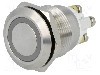 Intrerupator anti-vandalism, OFF-(ON), &Oslash;19mm, ONPOW - GQ19F-10E/GB/12/S (DUAL LED, 12V)