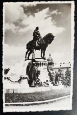 Kolozsvar Cluj 1943 ? - Statuia lui Matei Corvin - Matyas kiraly szobor, fotografie, circulata la Budapesta, timbru intact, stampila partial lizibilaa