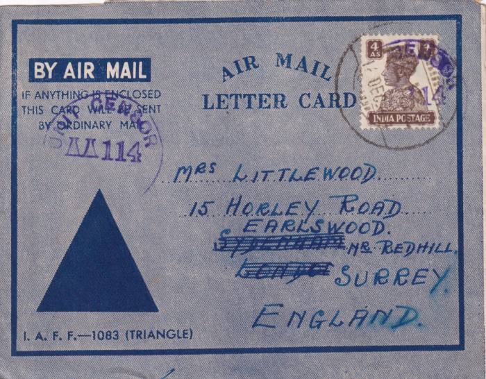 FILATELIE TEMATICA - PLIC INDIA TEMATICA AVION AVIOANE AVIATIE AIRMAIL AEROGRAM