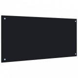 VidaXL Panou antistropi de bucătărie negru 100x50 cm sticlă securizată