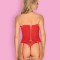 Set Corset Sexy Cu Dantela Si Chilotei Snur Flameria, Rosu, L/XL