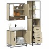 VidaXL Set mobilier de baie, 3 piese, stejar sonoma, lemn prelucrat 3301156