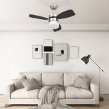 Ventilator tavan cu iluminare si telecomanda, maro inchis, 76cm, vidaXL