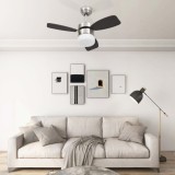 Ventilator tavan vidaXL cu iluminare LED si telecomanda, maro inchis, diametru 76cm, 3 viteze, functie timer