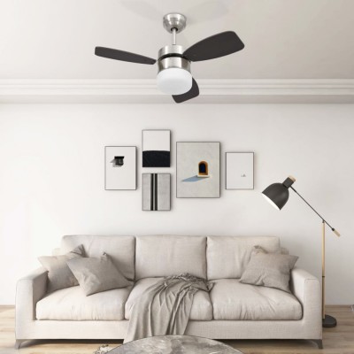 Ventilator tavan cu iluminare/telecomandă, maro &amp;icirc;nchis, 76 cm foto